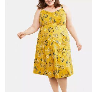 Motherhood Maternity | Yellow Button Front Floral Midi Length Dress Size Large